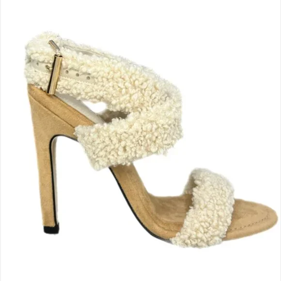 Good American Sherpa Sandals Heels Size 7 - Picture 5 of 7